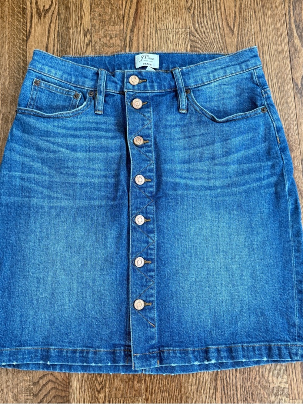 J. Crew Medium Indigo Denim Skirt with Button Front